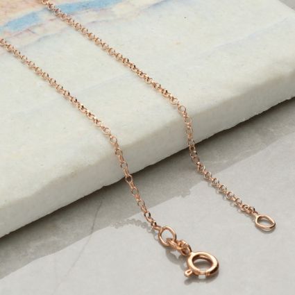 9ct Rose Gold Plated on Sterling Silver 1.8mm Belcher Chain