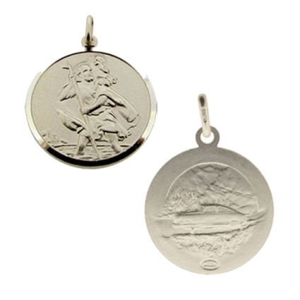 Sterling Silver 18mm Double Sided St Christopher Pendant
