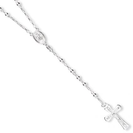 Sterling Silver 3mm Rosary Bead Necklace 