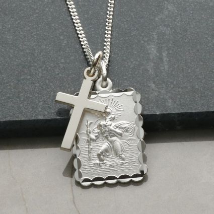 Solid 925 Sterling Silver 10mm Saint Christopher Pendant – Made In Italy (No Chain)