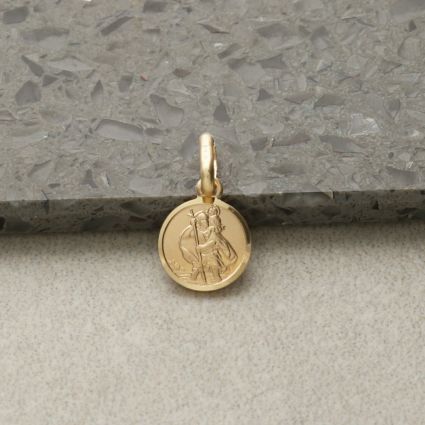 9ct Yellow Gold 8mm St Christopher Pendant With Optional Engraving and Chain