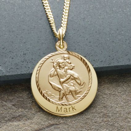 9ct Yellow Gold Personalised St Christopher With Concealed Travellers Prayer