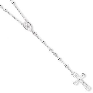 Sterling Silver 3mm Rosary Bead Necklace 